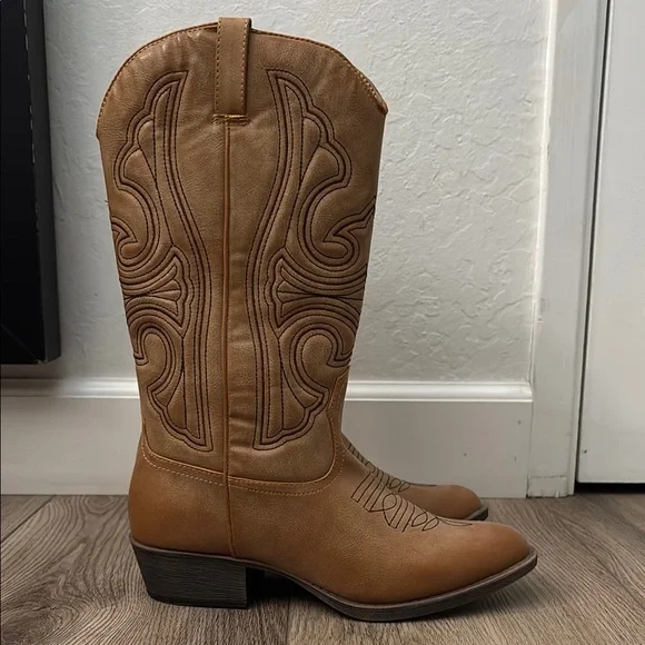 Altar'd State Tan Western Boots with Distressed Leather - Picture 1 of 5